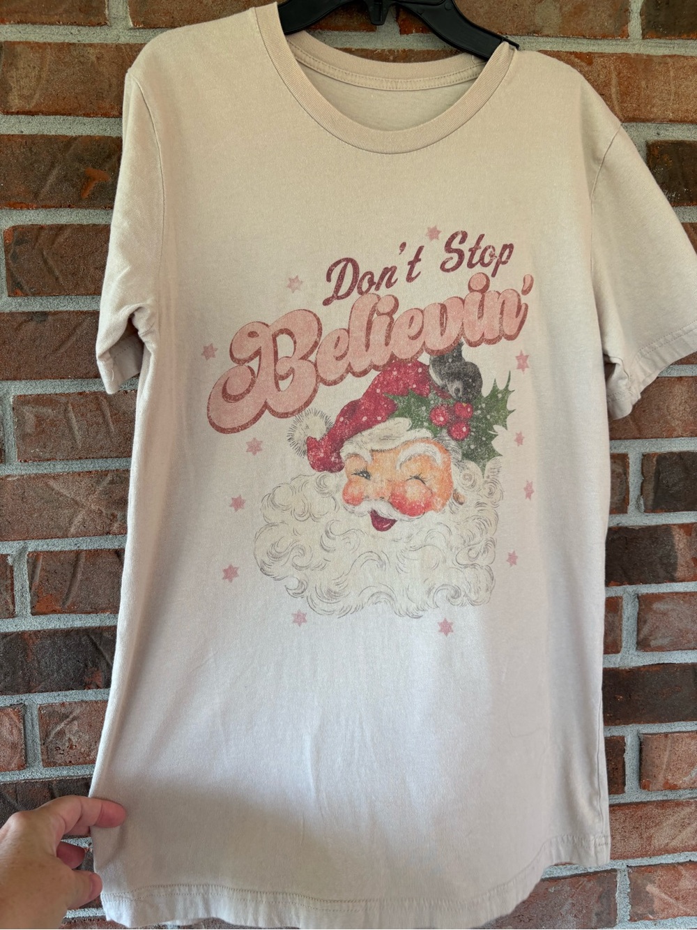 Women’s Neutral Tan Santa t-shirt